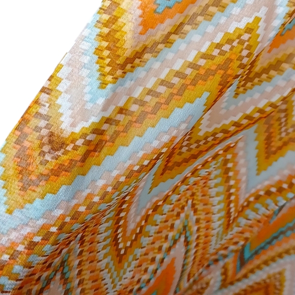 AS U WISH Colorful Chevron Stripe Print Brown Blue Smocked Dress Small NWT - Picture 11 of 11